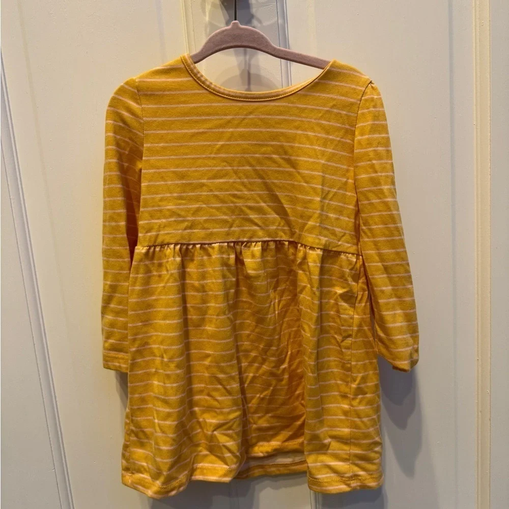 NWOT Okie Dokie 2T Yellow and Pink Striped Girls Ling Sleeve Casual Dress